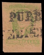 MEXICO. Sc. 12º. 1861 8rs Green/ Red Brown, Wide Margins. Puebla District Name + Cancel. Sch 1153. VF And Appealing. Ver - Mexiko