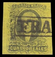 MEXICO. Sc. 9º. 1861 4rs Black And Yellow, Large Margins. Morelia Name + Boxed Neat "FRANCO" Cancel (xx), Probably From  - Mexiko