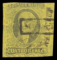 MEXICO. SC. 9º. 1861 4rs Black/yellow. Veracruz Name, MINATITLAN Box Cancel. Sch. 1790, Also Manuscript Date (October).  - Mexiko