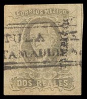 MEXICO. Sc. 8º. 1861. 2rs Black/pink, Large Margins All Around. Tampico District Name. "SUB-CONSIGNMENT VICTORIA", Cance - Mexiko