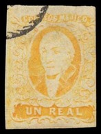 MEXICO. Sc. 2º. 1856 1rl Yellow, No District Name (Lerma), "TENANCINGO" Cancel. Sch. 709 (50 Points). Mepsi Certificate  - Mexico