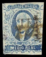 MEXICO. Sc. 1º. 1/2 Rl Blue. Chalco Name (double Ovpt). TEXCOCO (x/xx) Cancel. Sch. 102. Extra Rare (80 Points). Minor T - Messico