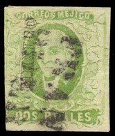 MEXICO. Sc. 3º. 1856 2rs Green. Mexico District. Used In Puebla. VF And Most Scarce. - Messico