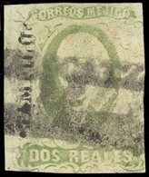 MEXICO. Sc. 3º. 1856 2rs Green. Tampico District, "MACISCATZIN" Cancel (xx/RRR). Sch. 1590. Very Scarce Postmark. - Messico