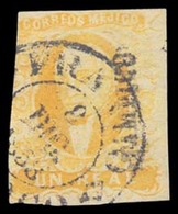 MEXICO. Sc. 2º. 1856 1rl Yellow. Tampico District, Used From MEXICO CITY. Cds 8-DIC-1858 Cancel. An Scarce Out Of Distri - Messico