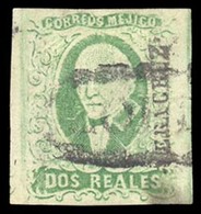 MEXICO. Sc. 3º. 1856 2rs Green, Large Margins. Veracruz District, Used From CORDOBA. Sch. 184. Rare Out Of District Usag - Mexico