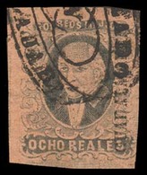 MEXICO. Sc. 11º. 1861 8rs Black / Red, Good Margins. Guadalajara District + Oval Cancel. Sch. 293. VF Appealing Item. - Mexico