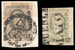 MEXICO. Sc. 8º. 1861 2rs Black / Pink, 2 Stamps, One On Piece. Both Mexico District Name, Used From PUEBLA, With 2 Diffe - Messico