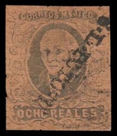 MEXICO. Sc. 11º. 1861 8rs Black / Red. SLP, Faint Date Cancel. Sch. 1443. Mepsi Cert. # 1650. Scarce Used Complete Stamp - Messico