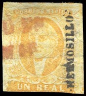 MEXICO. Sc. 2º. 1856 1 Rl Yellow, Hermosillo Name, Red "Franco/Guaymas" (xx) (Sch.546).  F. - Messico