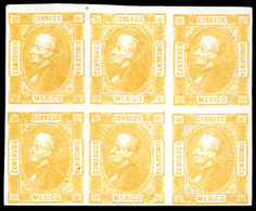 MEXICO. Essay Block Of Six Imperf. Without Print On Reverse. Outstandingly Exhibition Rarity. Scott#96b (x6). Unused (No - Mexico