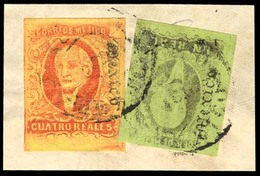 MEXICO. Sc 38, Sc 36 (1868 Re Issue). Small Fragment / 5 Rs Rate / Cds. VF-XF. - Messico