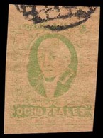 MEXICO. Sc 41. 1867. Reissue 8 Rs Green / Rd Bn, NO NAME, Good Margins, Grid Cancel. There Are No Reported Usages Of 186 - Messico