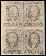 MEXICO. Sc 37* (4). 2 Rs Black / Pink, Block Of Four Mint O.G., Large Margins. 40 Issued And Returned (Tlalpam). XF. - Mexico