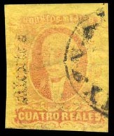 MEXICO. Sc 38º. 4rs Red / Yellow, Good Margins, Used, CHALCO / YAUTEPEC Sub Office. 148 Sold. VF Exhibition Rarity. - Mexico