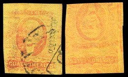 MEXICO. Sc 38º. 4rs Red / Yellow. Used Cds + Franco - British "GB-1F60" Boxed Entry Mark, Printed On BOTH SIDES. VF. - Mexico