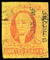 MEXICO. Sc 38º. 4rs Red / Yellow, Very Good Margins, DOUBLE Mexico Gothic Name. VF. - Messico