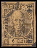 MEXICO. 6c. 68 Small Figures. Toluca 16-70. Perf (lower Margin) + Cancel. A Scarce Item. NF 56 85$. Corner Just Touches. - Messico