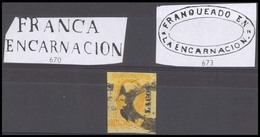 MEXICO. Sc 2º. LAGOS District. 1rl Yellow "FRANCA" (sch 670) And Oval "Franqueado En / La Encarnación" (x) Sch 673. Both - Mexico