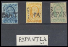 MEXICO. Sc 1º/3º. JALAPA District. 1/2rl, 1rl And 2rs (emerald!?), Straightline PAPANTLA (xxx) Sch 623. VF-XF And Lovely - Messico