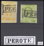 MEXICO. Sc 2º/3º. JALAPA District. 1rl + 2rs. "PEROTE" (xxx) Box Name Cancel. Sch 630. VF Pair. - Mexico