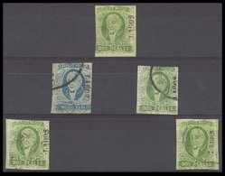 MEXICO. Sc 1º/3º. LAGOS District. 1/2rl Blue And 2rs Green (4, Incl A Mint Stamp). With Diff Cancels. Very Scarce Group. - Messico
