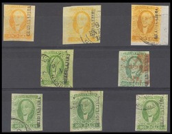 MEXICO. Sc 2º/3º. 8 Stamps. 1rl (x3, One Mint, Diff Shades) And 2rs Green (x5, Cancels + Shades). All Very Fine: - Mexique