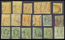 MEXICO. Sc 2º/3º. GUADALAJARA District. 18 Stamps, 1rl (x10) Incl A Pair And 2rs Green (x8), Shades. Mostly Fine. - Mexico