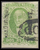 MEXICO. Sc 3º. 1856. 2rs Yellow Green, Wide Setting, CORDOVA District, With DOBLE Name In Diff Positions At Both Sides,  - Mexico