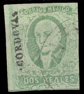 MEXICO. Sc 3º. 1856. 2rs Green, CORDOVA Name, With Oval Indistintive Cancel (Paso Del Macho?/ Sch 197-197a). Fine And Ve - Messico
