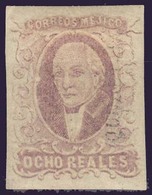 MEXICO. Sc 5º. QUERETARO District. 8rs Red Lilac, Good Margins, O.g. With Name At Right Bottom To Top. VF-XF. - Messico