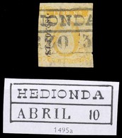 MEXICO. Sc 2º. SLP. 1rl Yellow, Wide Margins, "HEDIONDA" (xxx) Box Cancel (Sch 1495a) (15 Points ). V. Scarce. - Mexico