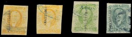MEXICO. Sc 2º/3ºa. SALTILLO District. 1rl Yellow (2 Shades) And 2rs Green Yellow And Blue Green (rare), All Oval Blue Ca - Mexique