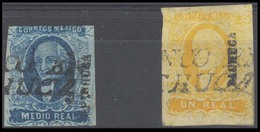 MEXICO. Sc 1º/2º. PACHUCA District. 1/2rl + 1rl. Doble Line Fco / Pachuca. Fine. - Mexique