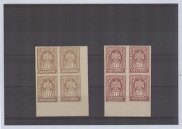 MEXICO. 1914. Sc 359 / 360 Xx. Transitorio Issue 20c 50c Blocks Of Four Imperf, Margin Borders Unm Mint. XF. Sc 2004 U$  - Mexique