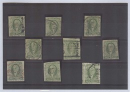 MEXICO. 1856. Sc 3º. 2rs Green Selection Of 9 Used Incl Gjara, Cordoba, Red Cancels. Opportunity. - Mexico