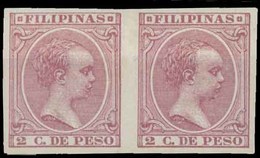 PHILIPPINES. **80s (Edifil Equivalent Number) 1890. 2c Peso Claret. Horizontal Pair IMPERFORATED. Not Catalogued, With F - Philippines