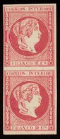 PHILIPPINES. 1863. Ed 12* (2). 10 Cuartos Carmin. Pareja Vertical Con Goma, Margenes Ctos. Muy Bonita. - Philippines