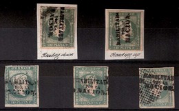 PHILIPPINES. 1869. 20K. HPN. 1real Verde Grisaceo. 5 Sellos Incl 3 Aparentemente Nuevos, Todos Con Sobrecargas En Diff P - Philippinen