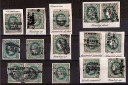 PHILIPPINES. 1869. 20N. HPN, 6 2/8 Verde. Selección De 14 Sellos Nuevos Y Uados, Incl. 2 Parejas, Mostrando Diff Posicio - Philippines