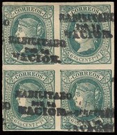 PHILIPPINES. 1869. HPN. 20N* (4). 6 2/8c Verde, Bloque De 4 Nuevo, Sobrecarga En Escalera, Margenes Ctos. - Filippine