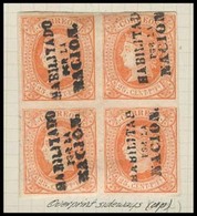 PHILIPPINES. 1869. 20P* (4). HPN. 25c Peso Rojo Claro, Bloque De 4 En Nuevo Goma, Buenos Margenes, Con Sobrecarga De Lad - Filippine