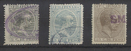 PHILIPPINES. C.1890-5. 5c Peso Green 5c Alf XII With Two Diff Comercial Oval Cachets. - Philippines