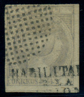 PHILIPPINES. C.1870-1. HPN. Ed 20Bº. 1 Real Azul Pizarra, Buenos Margenes Sobrecarga En Parte Inferior Sello Mat Puntos. - Philippinen