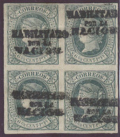 PHILIPPINES. C.1870-1. Ed 20N+ (x4). 6 2/8 Verde Bloque De 4 Nuevo Goma Original Margenes Completos Con Sobrecarga En Es - Philippines