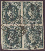 PHILIPPINES. C.1870-1- HPN. Ed 20N (x4). 6 2/8c Verde Bloque De 4 Sobre Vertical Abajo Arriba Mat Puntos Buenos Margenes - Philippinen