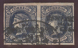 PHILIPPINES. C.1870-1. HPN. Ed 20-0º. 12 4/8c Azul Pareja Horizontal Buenos Margenes Mat Oval Juzgado De ILO-ILO. Precio - Philippinen