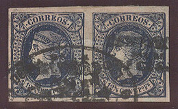 PHILIPPINES. C.1870-1. HPN. Ed 20-0º. 12 4/8c Azul Pareja Horizontal Buenos Margenes Mat Oval Juzgado De ILO-ILO. Precio - Filippijnen