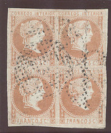 PHILIPPINES. 1858. Ed 7º X4 5c Variedad Color Rosa Bloque De Cuatro Buenos Margenes Y Mat. MB. - Philippines