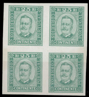 PORTUGAL. 1892-3.  D. Carlos I.  25rs Green.  1900 Reprint.  Imperf. Rate Block Of Four, Fine U/mint.  (Af. 70).  V. Sca - Sonstige & Ohne Zuordnung